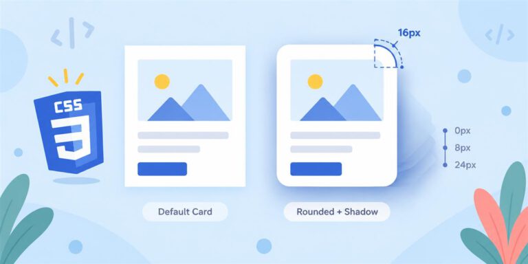 Plain card compared with a card using rounded corners and a soft CSS shadow.