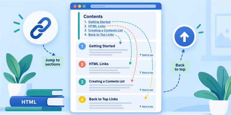 Contents links jump to sections within a page, with a back-to-top link.
